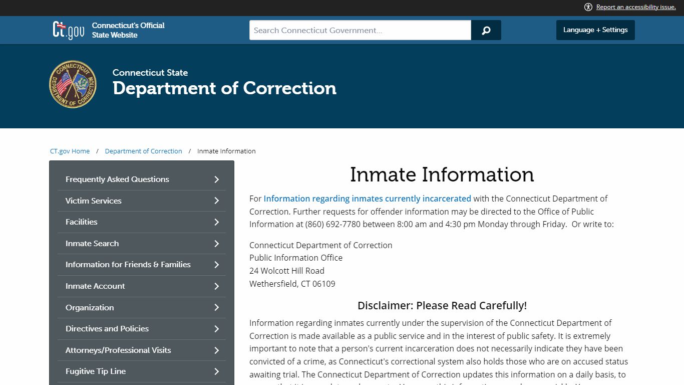 Inmate Information - Connecticut